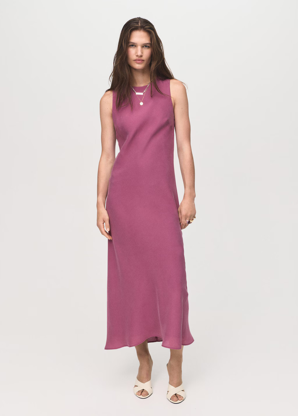 Long modal dress pink - Woman - 4 - MANGO | Mango (US/MX/AU)