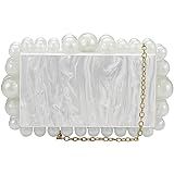 SharPlus Acrylic Marble Clutch Purse Handbag for Women, Handmade Beaded Pearl Evening Bag for Pro... | Amazon (US)