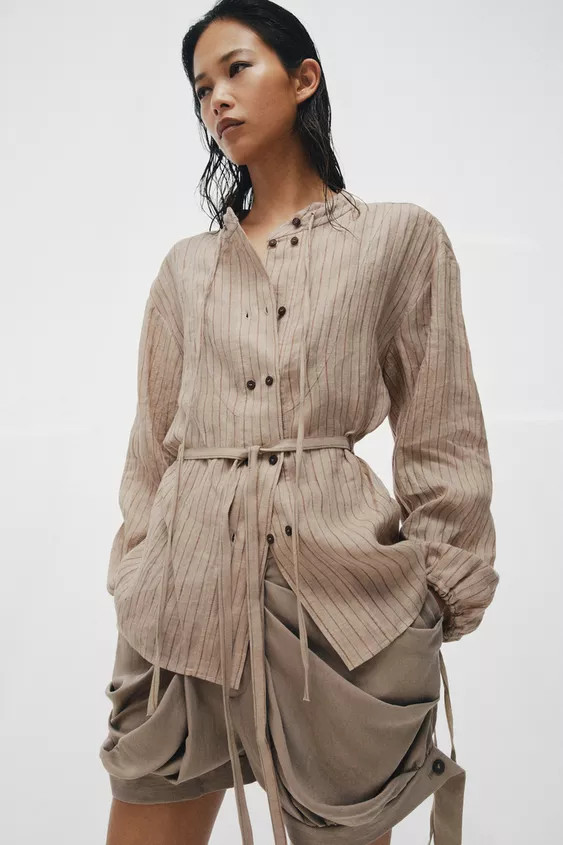 ZW COLLECTION STRIPED LINEN SHIRT | Zara US
