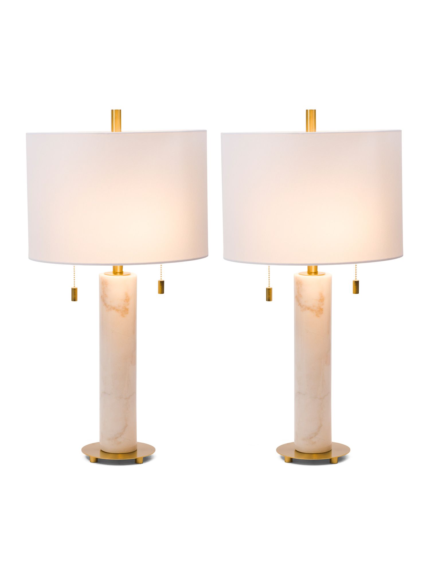 2pk 26in Dual Pull Cord Marble Table Lamps | TJ Maxx