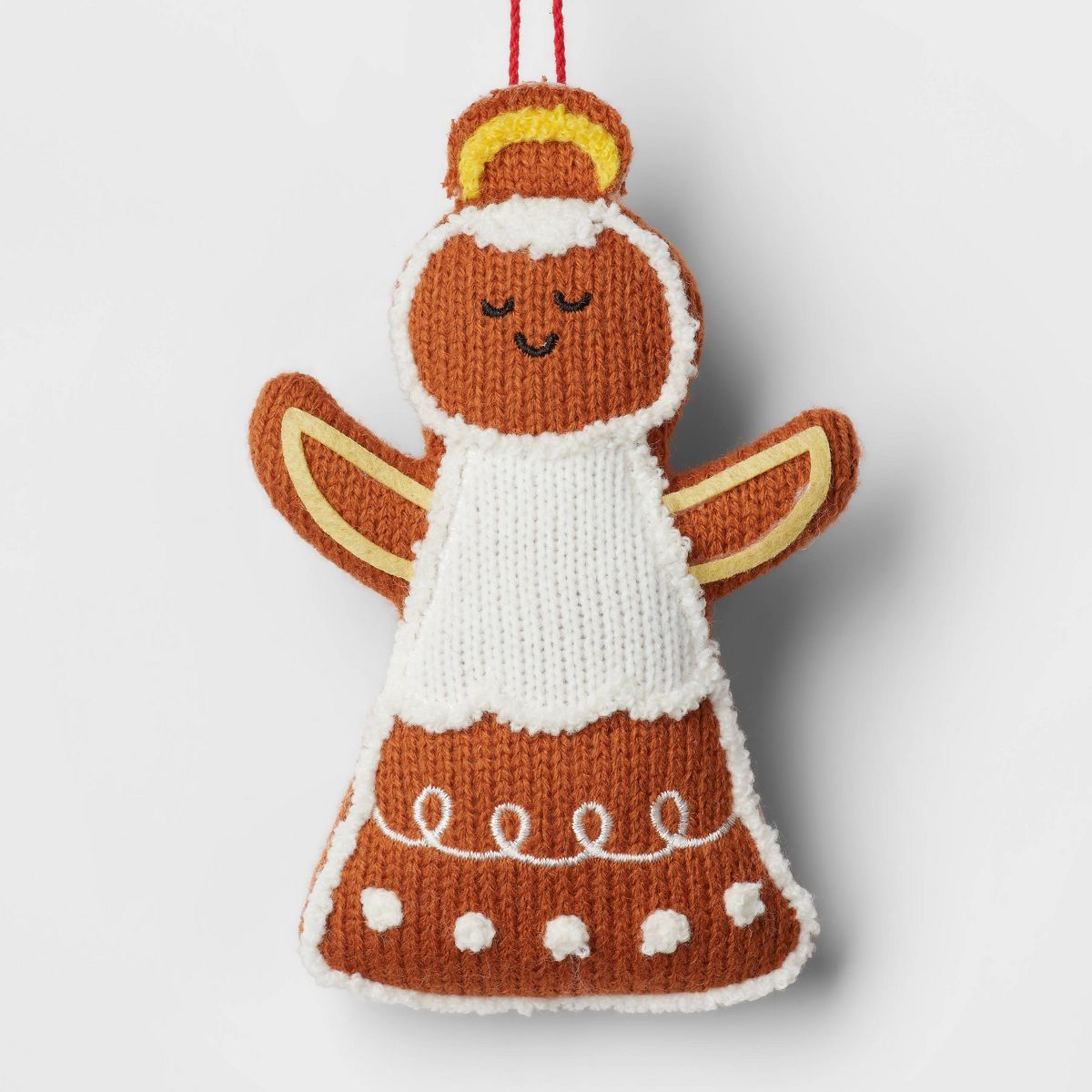 Knit Gingerbread Angel Christmas Tree Ornament Brown/White - Wondershop™ | Target