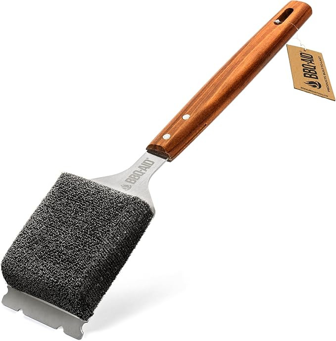 BBQ-AID Bristle Free Grill Brush and Scraper for Barbecue - Extended Large Wooden Handle with Rep... | Amazon (US)
