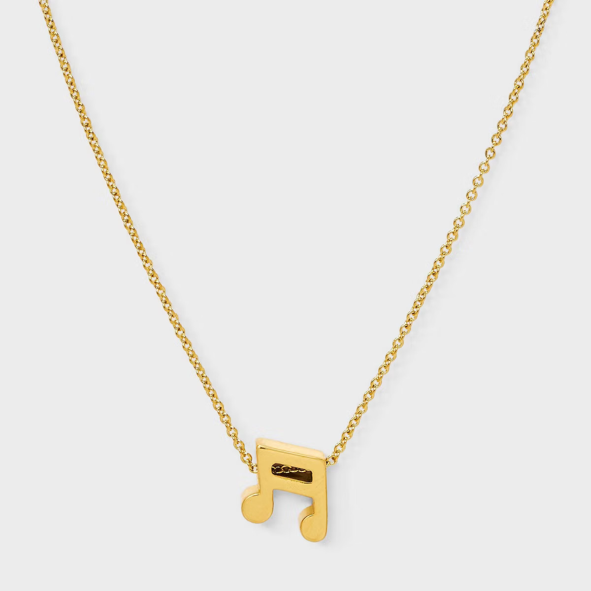 Tiny Tags 14K Gold Ion Plated Music Note Necklace | Target