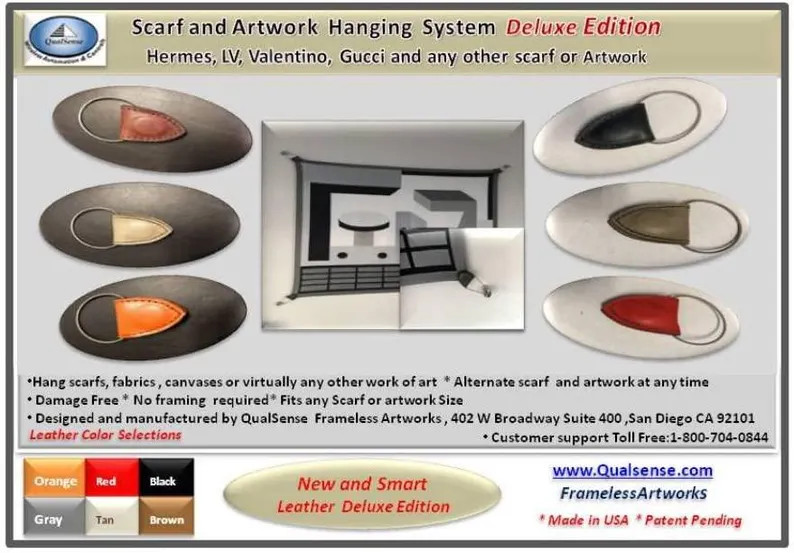 Framelessartworks Scarf Hanging System Deluxe Leather Edition - Etsy | Etsy (US)
