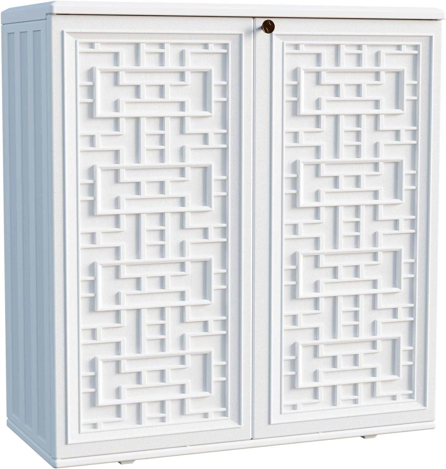 Mrosaa Indoor Outdoor Storage Cabinet Waterproof with Shelf, Off White Plastic Outdoor Cabinets f... | Amazon (US)