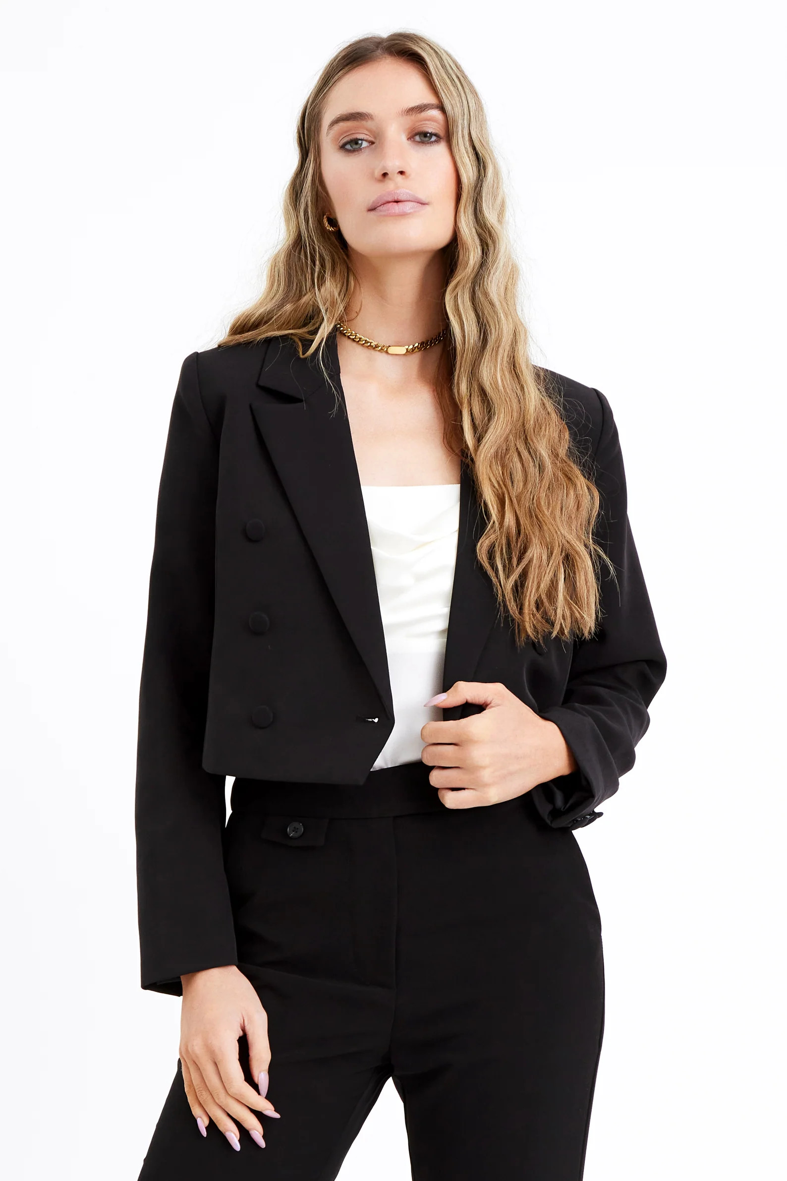 Gretchen Double Breasted Cropped Blazer | Adelyn Rae