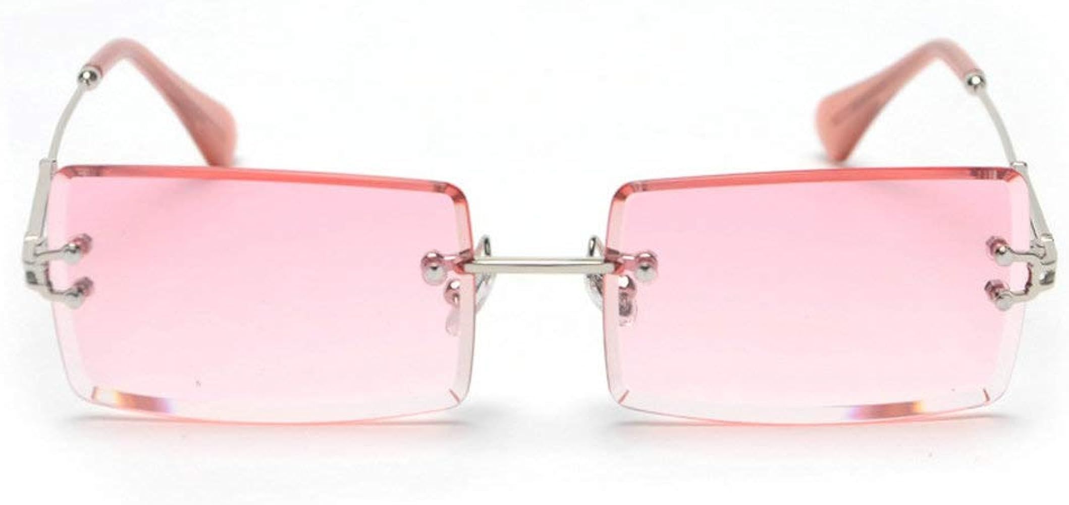 mincl/Fashion Small Rectangle Sunglasses Women Ultralight Candy Color Rimless Ocean Sun Glasses | Amazon (US)