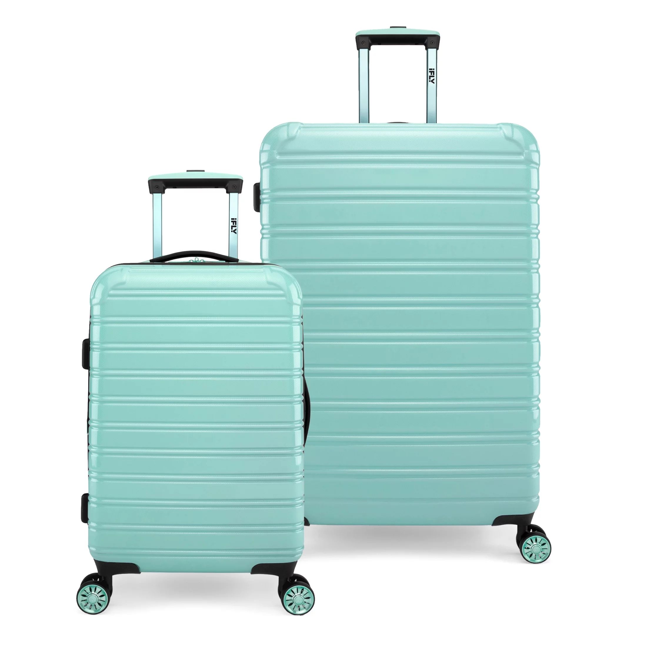 iFLY Hardside Luggage Fibertech 2 Piece Set, 20" Carry-on and 28" Checked Luggage, Mint | Walmart (US)