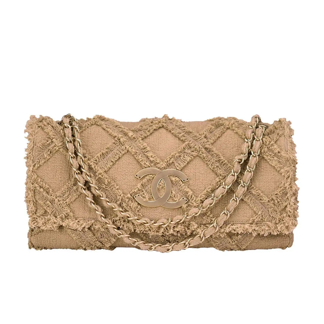 Chanel Crochet Tweed Extra Large Flap Bag | 1stDibs