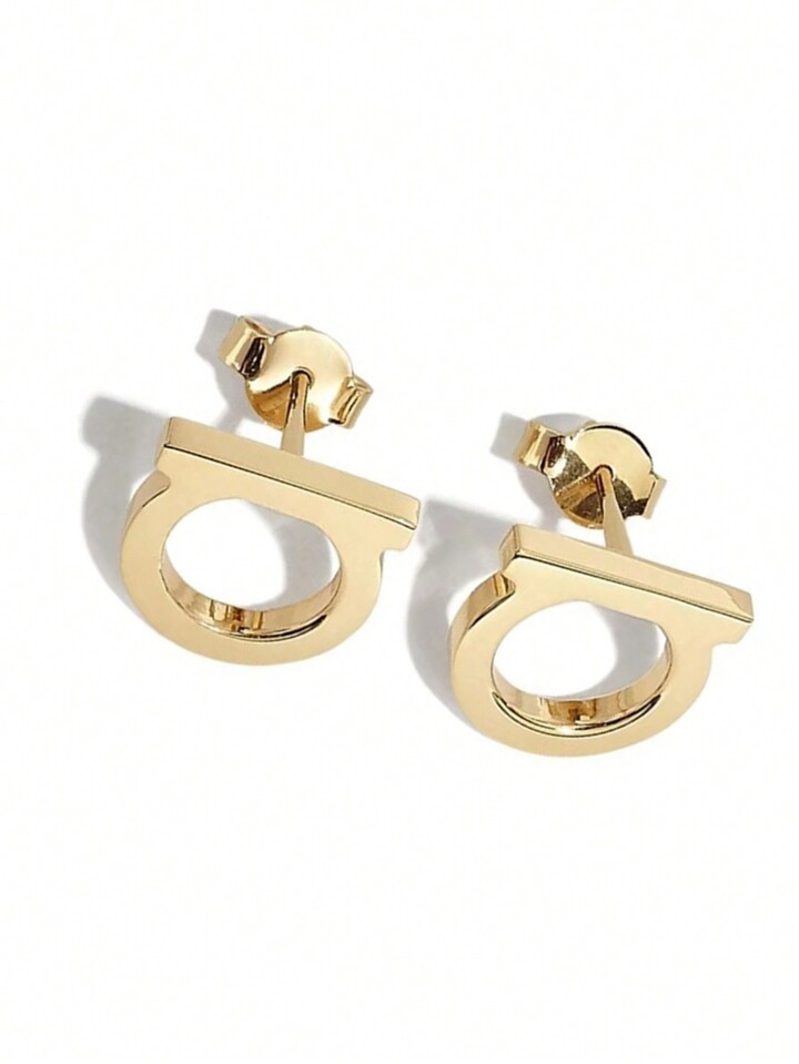 Fashionable Stainless Steel Alphabet Letter D Stud Earrings | SHEIN