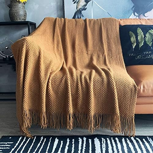 LOMAO Knitted Throw Blanket with Tassels Bubble Textured Soft Blanket Lightweight Warm Throws for... | Amazon (US)