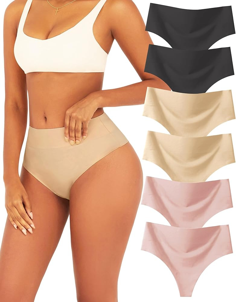 Knowyou High Waisted Thongs for Women Seamless Underwear for Women No Show Sexy Breathable Pantie... | Amazon (US)