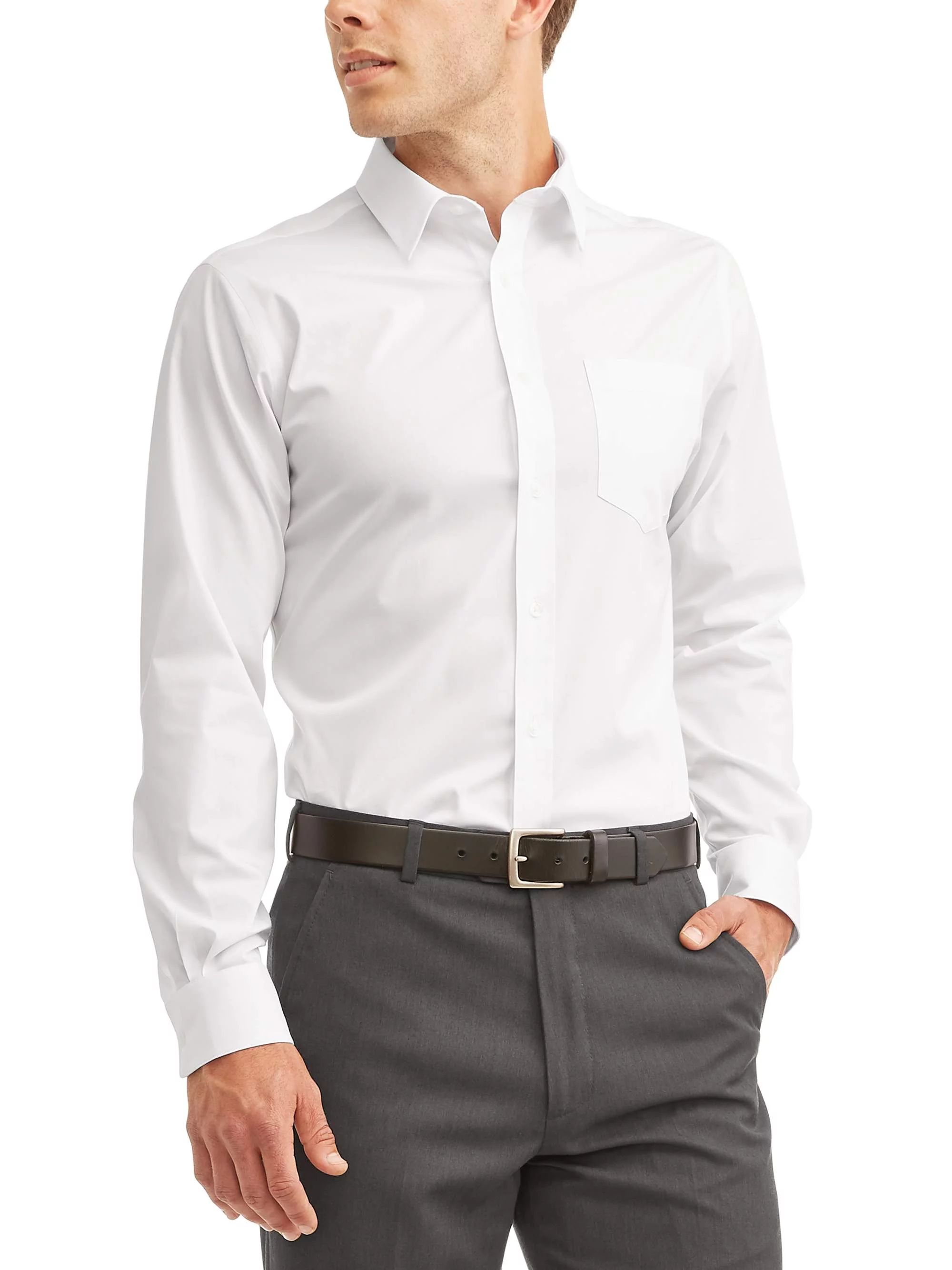 George Men's Long Sleeve Performance Dress Shirt, Up to 3XL - Walmart.com | Walmart (US)