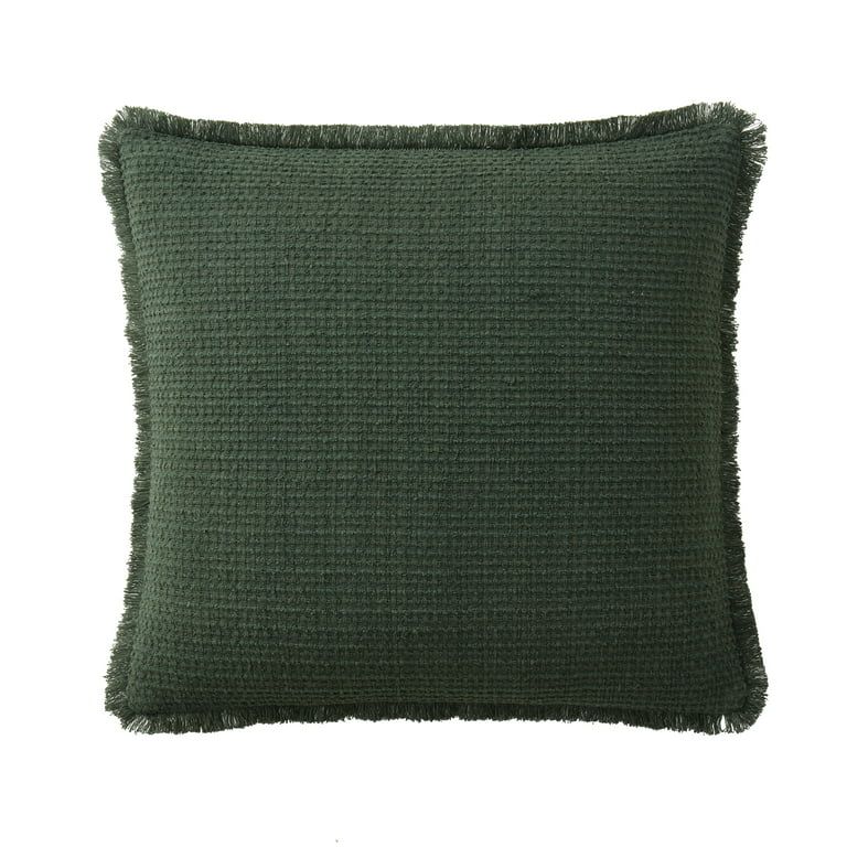 My Texas House Sabine 20" x 20" Farmhouse Green Solid Woven Boucle Square Decorative Pillow Cover... | Walmart (US)