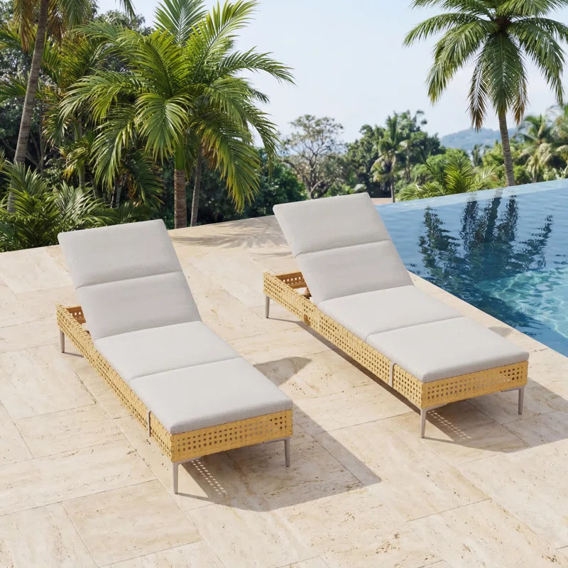 Outdoor Wicker Chaise Lounge With Cushions(Set Of 2) | Wayfair North America