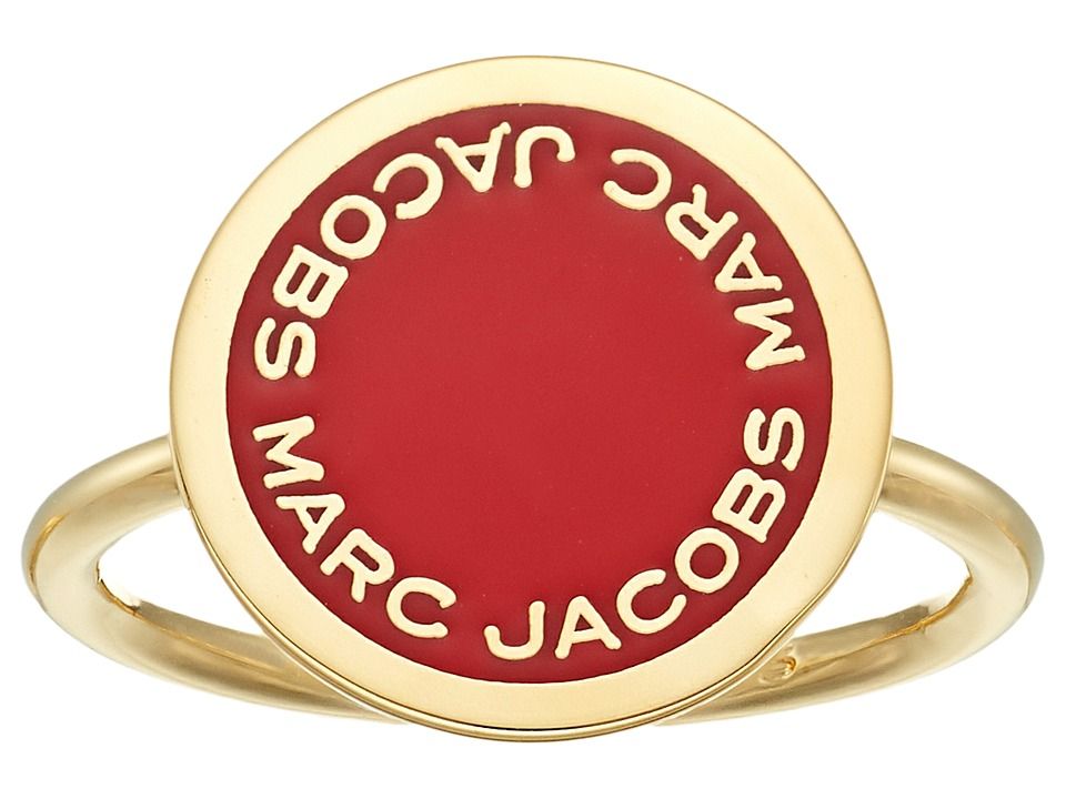 Marc Jacobs - Logo Disc Enamel Logo Disc Ring (Bisou Red) Ring | Zappos