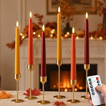 Fall Decor, Fall Decorations for Home, Flameless Taper Candles, Set of 6 | Amazon (US)