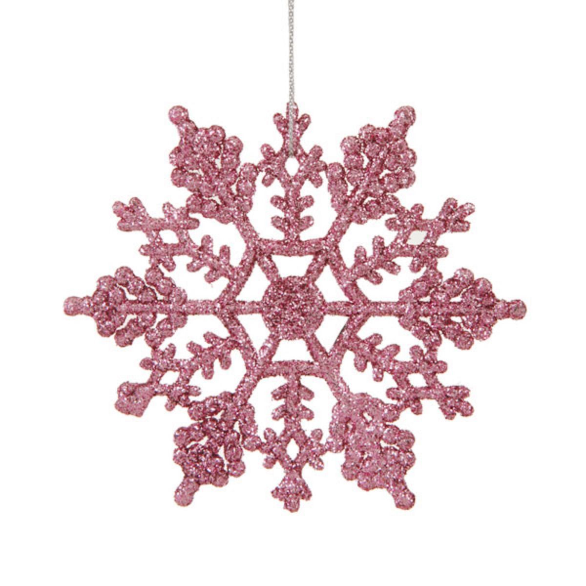 Northlight 24ct Glitter Snowflake Christmas Ornament Set 4" - Mauve Pink | Target