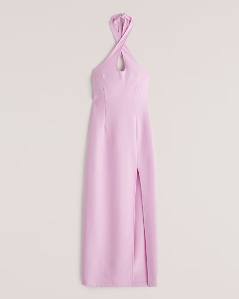 Keyhole Halter Maxi Dress | Abercrombie & Fitch (US)