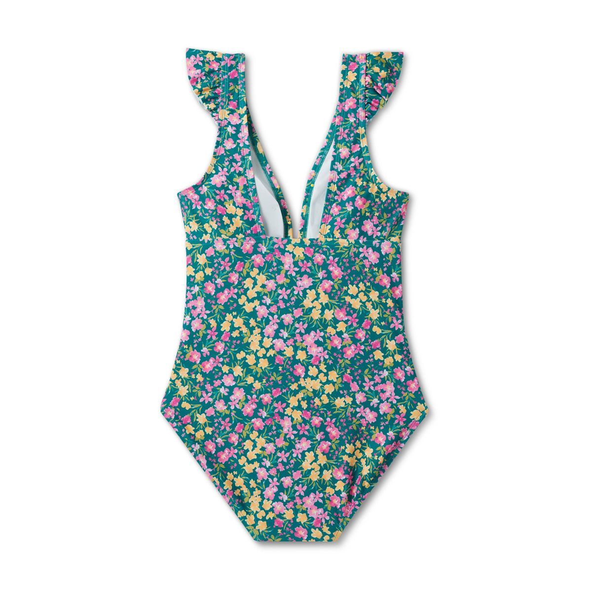 Women's Ruffle Shoulder Ruched Full Coverage One Piece Swimsuit - Kona Sol™ Multi S | Target