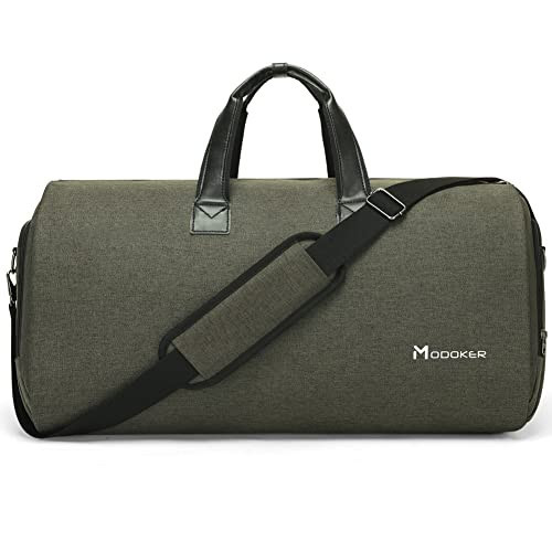 Convertible Garment Bag with Shoulder Strap, Modoker Carry on Garment Duffel Bag for Men Women - 2 in 1 Hanging Suitcase Suit Travel Bags,Forest Night | Amazon (US)