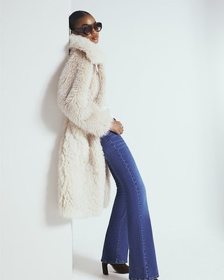 River Island Womens Cream Coat Size 8 | eBay UK