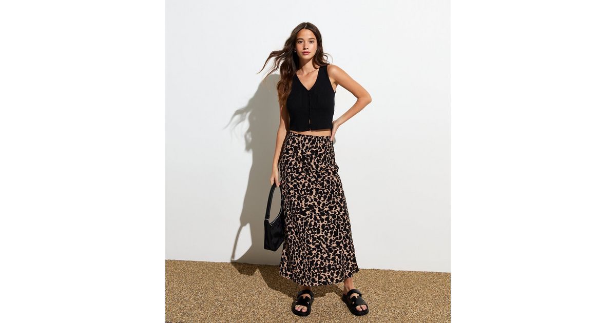 Black Animal Print Midi Skirt | New Look | New Look (UK)