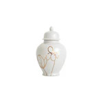 White Ginger Jar with Gold Floral Accent | Lo Home by Lauren Haskell Designs