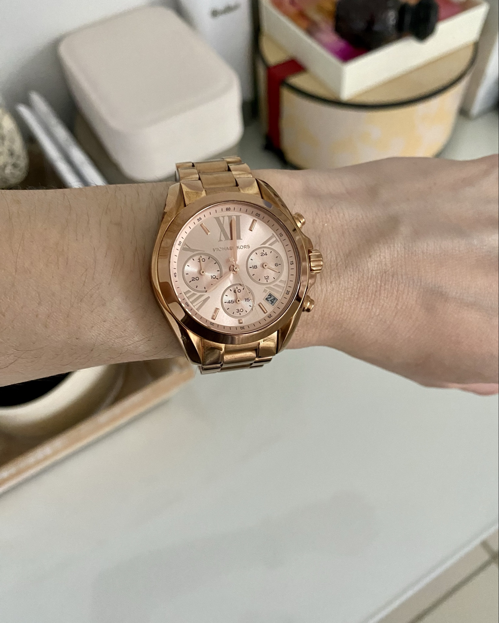 Rose gold watch and Pandora rings 💕

#LTKmorningroutine #LTKgrwm #LTKWorkwear