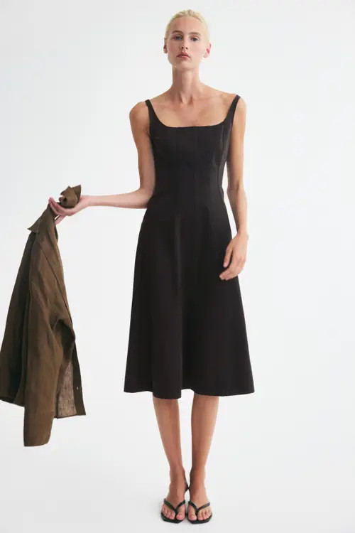 H&M Denim Midi Dress in Dark Brown at Nordstrom, Size 6 | Nordstrom