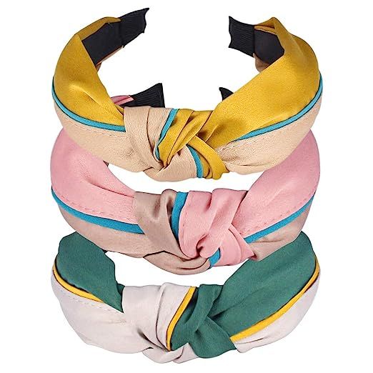 3 Pcs Hogoo Hair Hoop Two-Color Striped Stitching Headbands Cross Knot Bow Hairbands Hair Accesso... | Amazon (US)