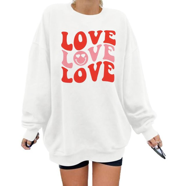 KimSoong Womens Love Sweatshirt Valentine's Day Shirts Funny Graphic Long Sleeve Lightweight Shir... | Walmart (US)