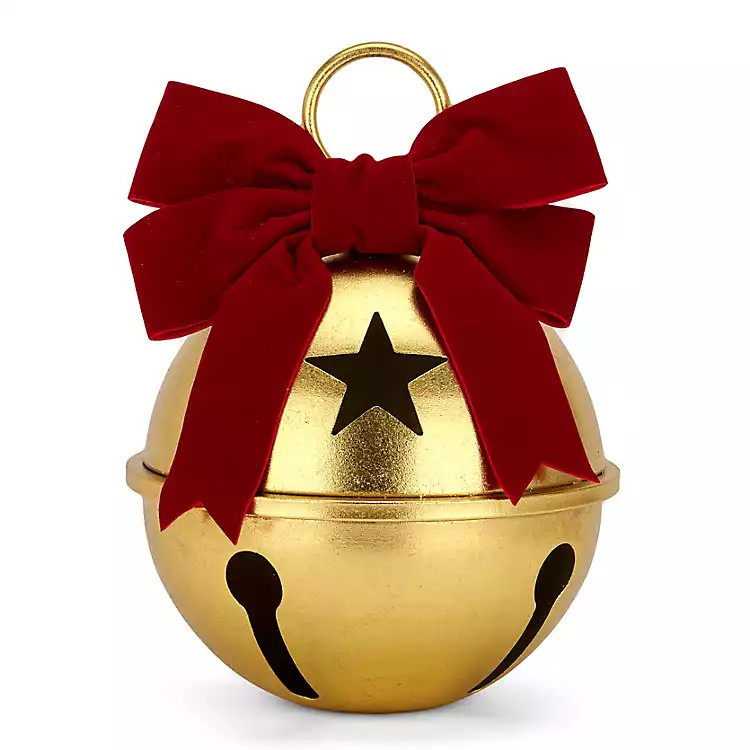 Gold Metal Bell with Velvet Bow | Kirklands
