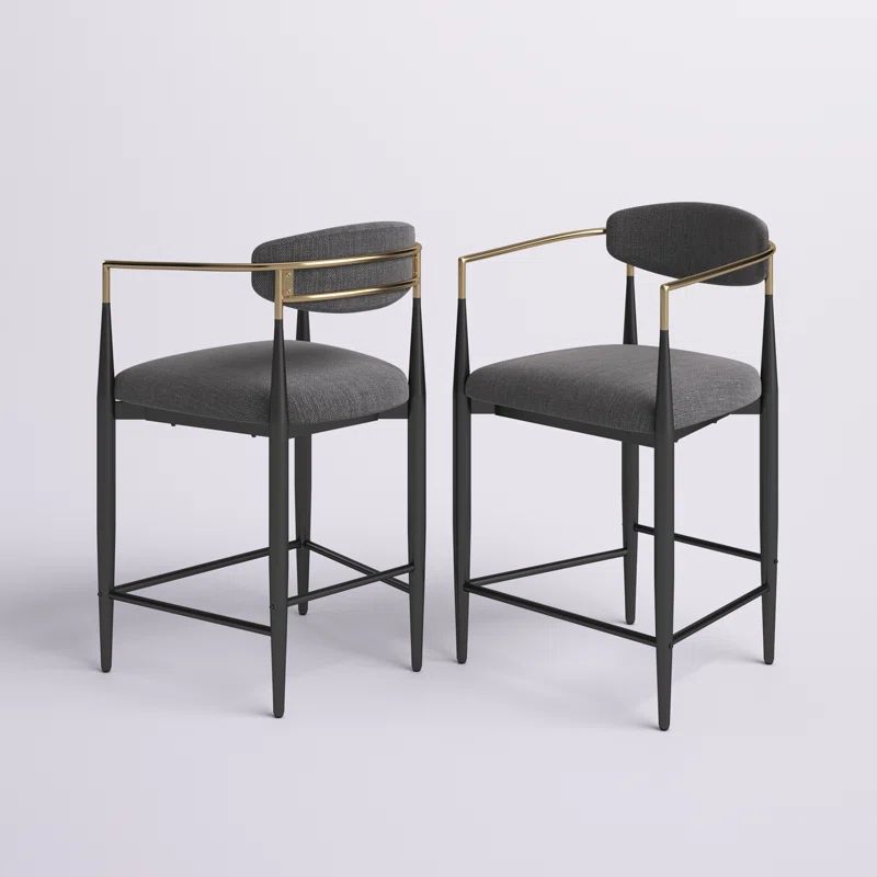 Maconay Breck Fabric And Iron 25 Inch Counter Stools (Set Of 2) | Wayfair Professional