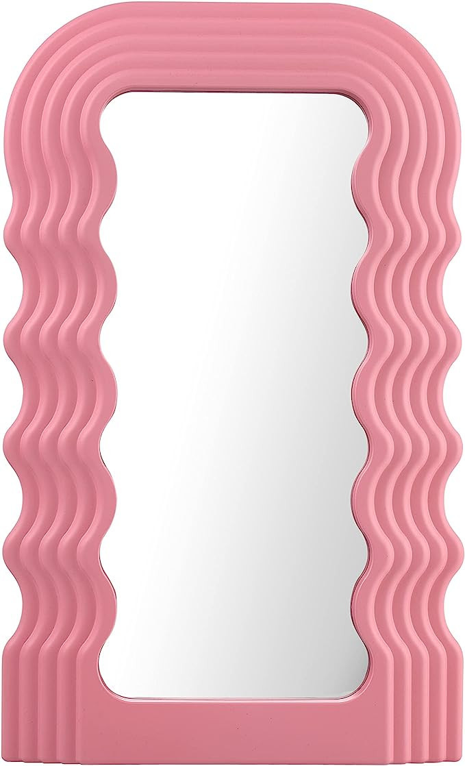 Tstarer Pink Wave Vanity Mirror for Wall-Mounted & Dressing Tabletop,Decorative Makeup Mirror - 9... | Amazon (US)