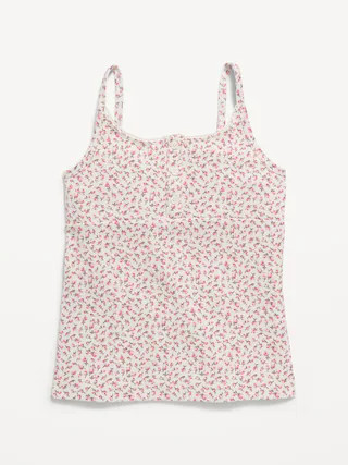 Fitted Printed Henley Tank Top for Girls | Old Navy (US)