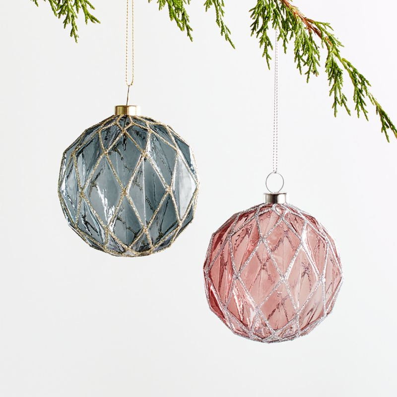 Glitter Honeycomb Ball Ornaments | Crate and Barrel | Crate & Barrel