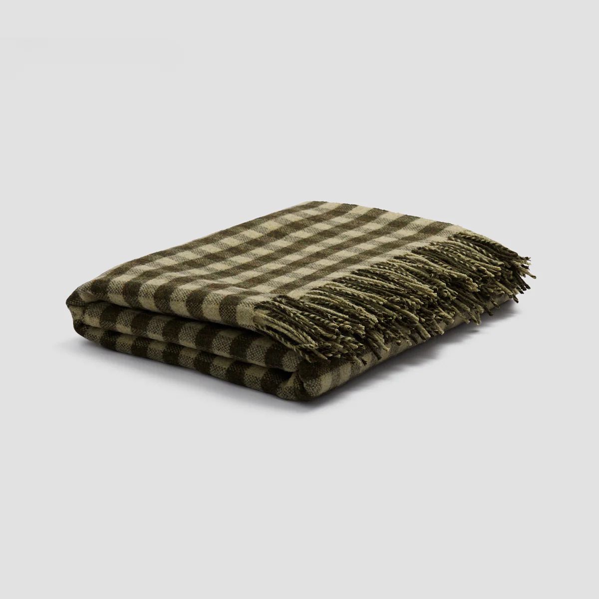 Botanical Green Gingham Wool Blanket | Piglet