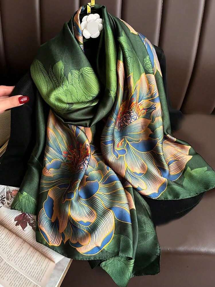 1pc Women's Silky Long Scarf With Floral Print | SHEIN