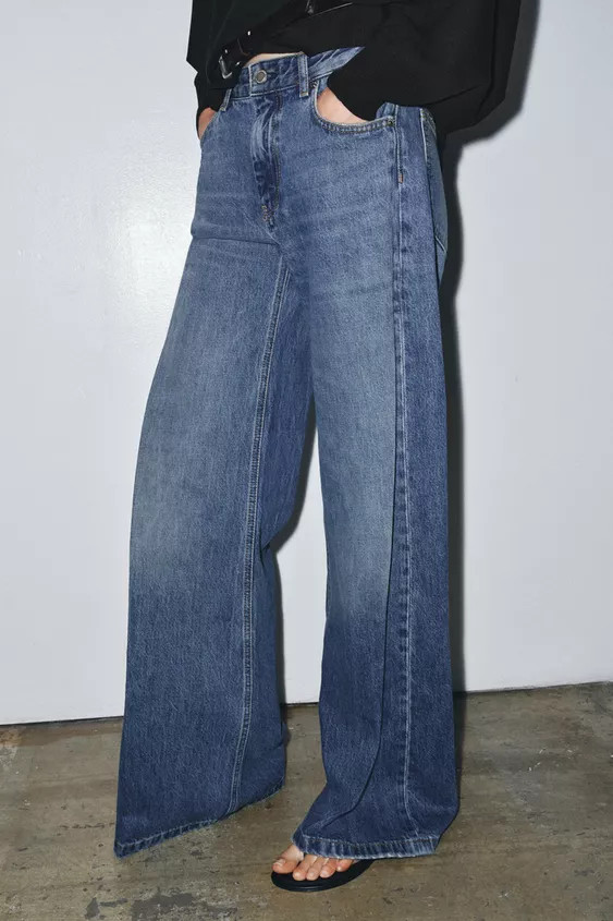 ZW COLLECTION FLARE LOW WAIST PLEATED JEANS | Zara US