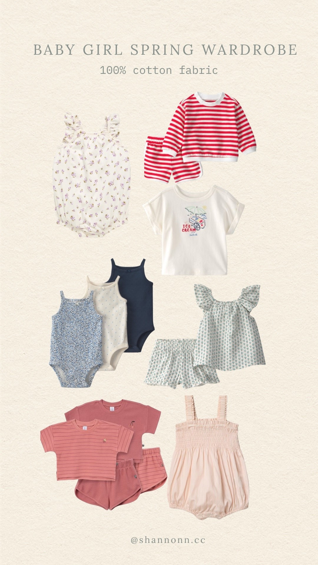 100% cotton baby girl spring wardrobe! 