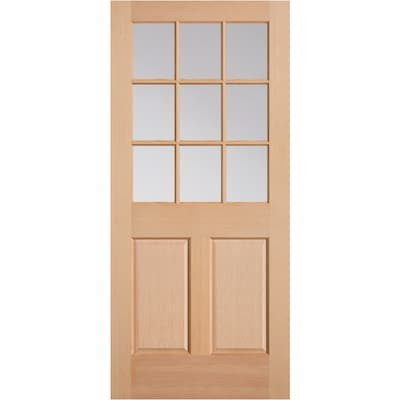 Masonite 36-in x 80-in Wood Half Lite Universal Reversible Unfinished Slab Single Front Door with... | Lowe's