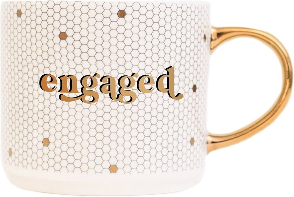 Sweet Water Decor Engaged Tile Coffee Mug - Novelty Coffee Mugs - 17oz Gold Handle Coffee Cup - C... | Amazon (US)