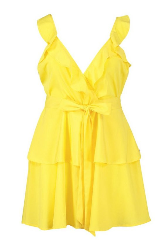 Plus Ruffle Tie Waist Skater Dress | Boohoo.com (UK & IE)