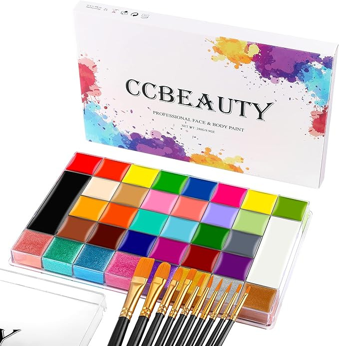 CCbeauty Professional Face Body Paint 36 Colors(22 Regular,8 Metallic and 6 Glow Color ) Hallowee... | Amazon (US)