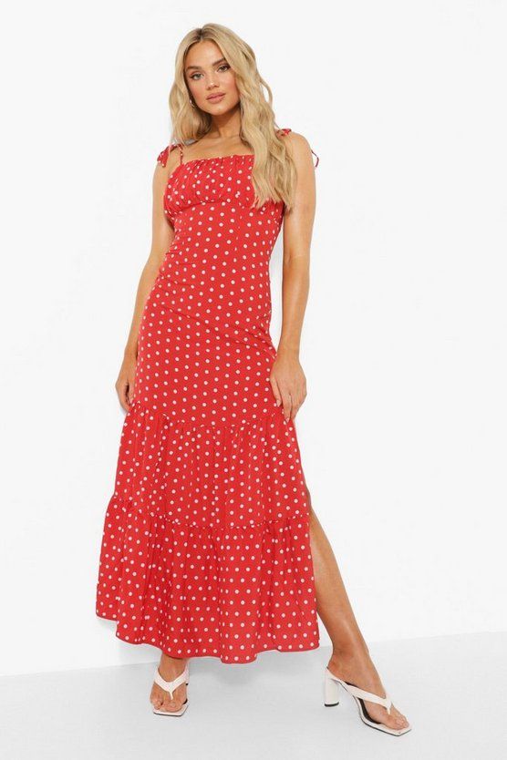 Polka Dot Ruched Bust Maxi Dress | Boohoo.com (US & CA)