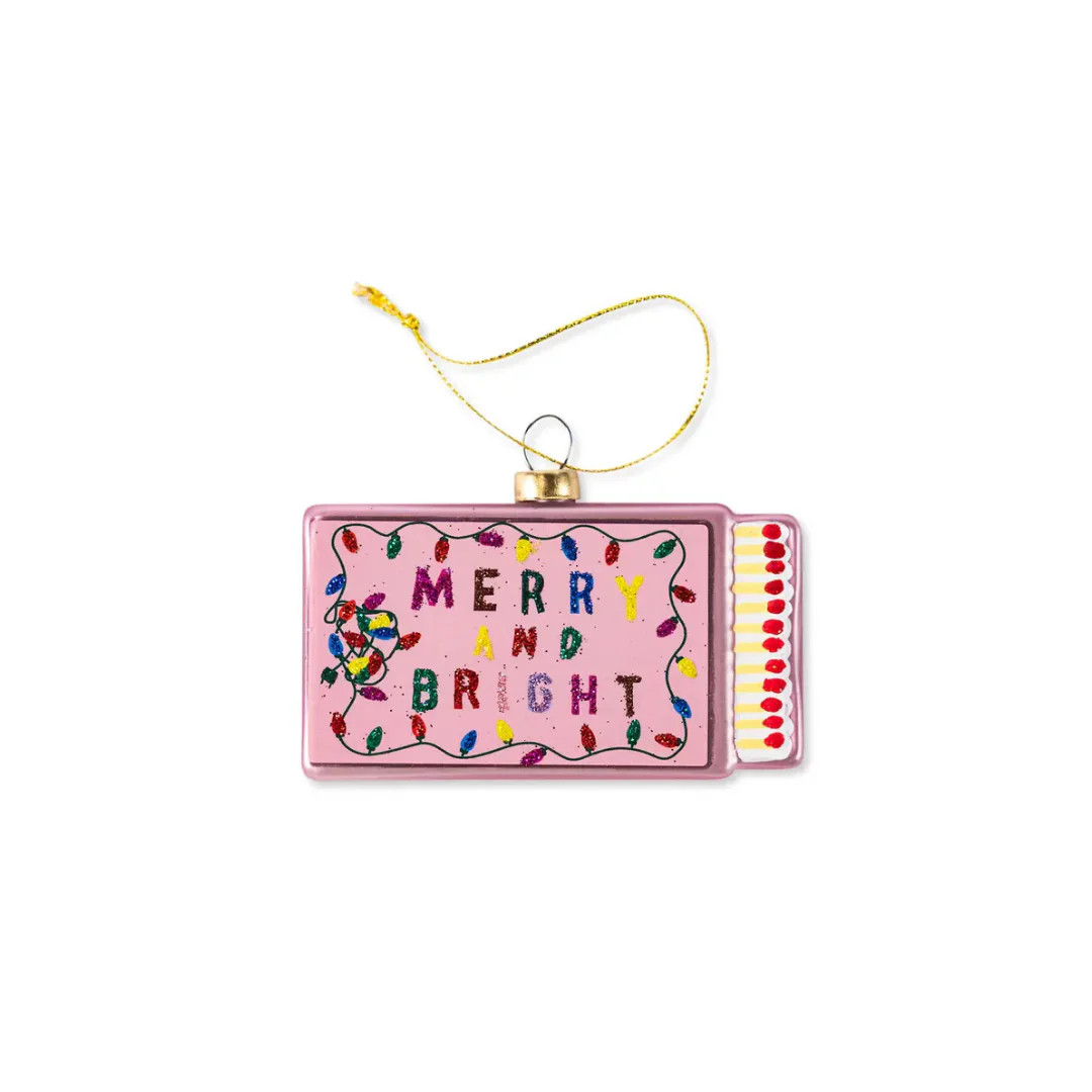 Merry & Bright Matchbook Ornament | Pink Antlers