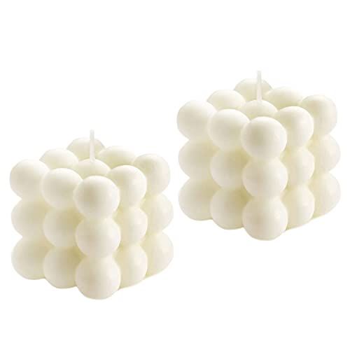 2PCS Bubble Candle Vanilla Scented Aesthetic Cube Candle, Home Office Danish Pastel Trendy Room Floa | Amazon (US)