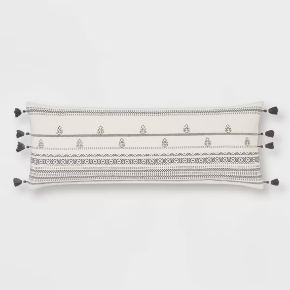 Oblong Oversized Woven Geo Decorative Throw Pillow Cream - Threshold™ | Target