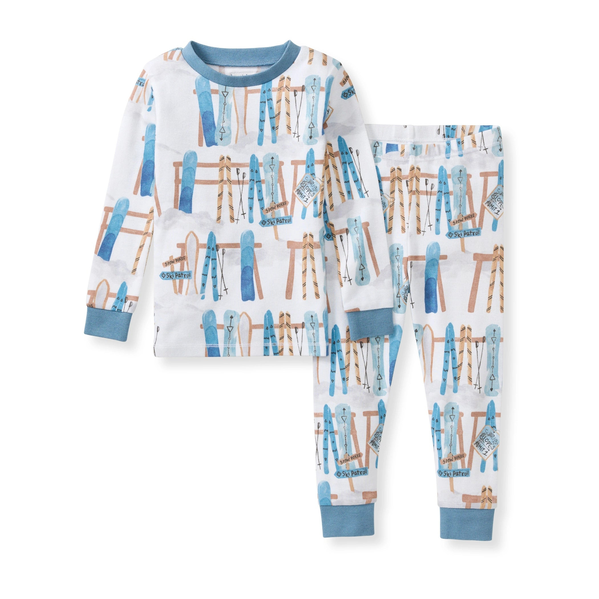 Sunrise Slopes Organic Cotton Two-Piece Pajamas - Mountain Blue | Burts Bees Baby